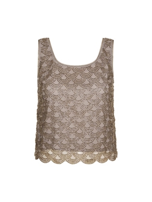 Rotate - Scallop sequin top Gull gray